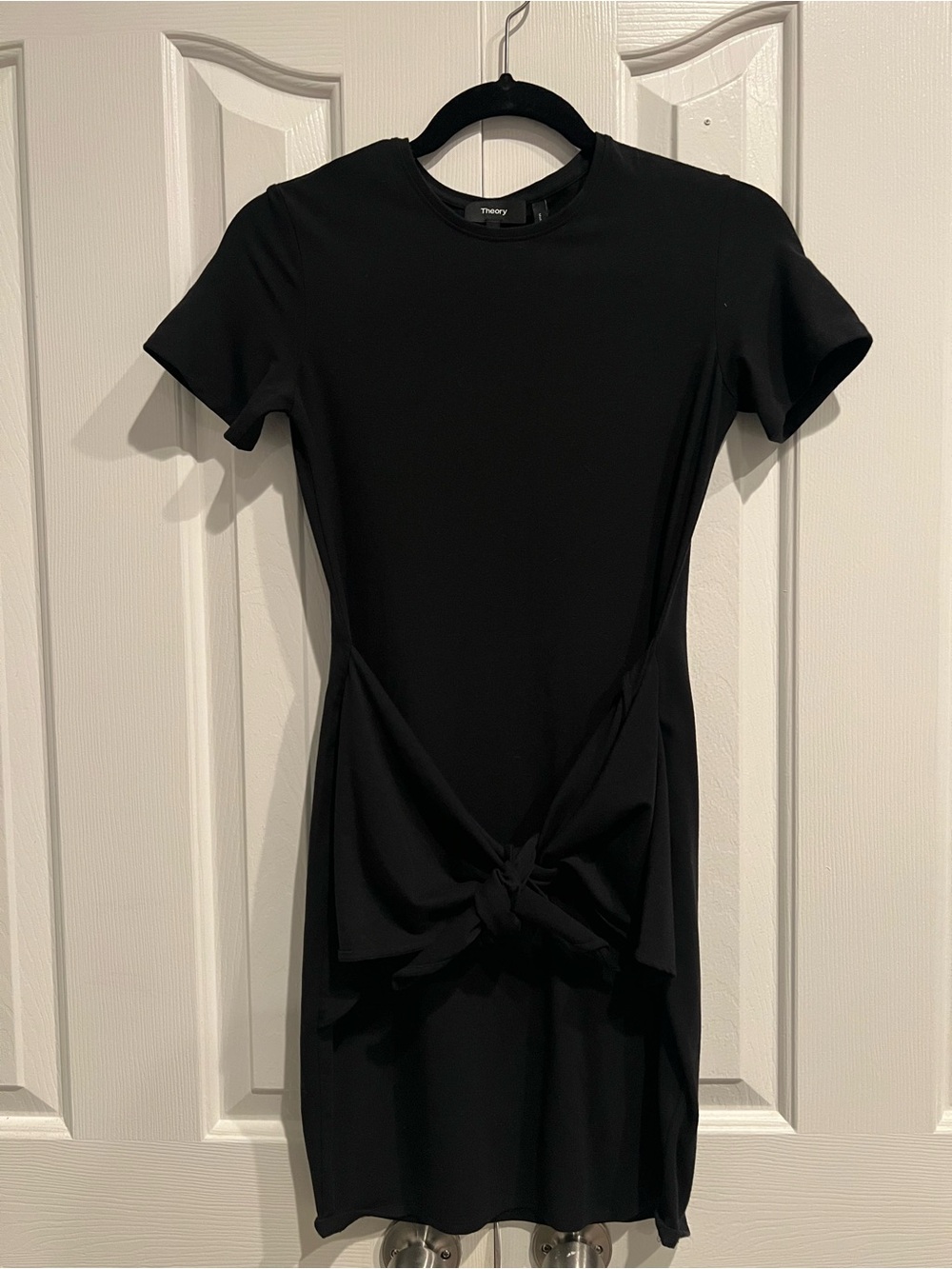 Theory Black Knot-Front Mini Dress